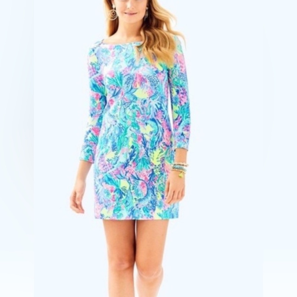 Lilly Pulitzer UPF+ 50 Sophie Dress Women's Mini Large Multi Mermaids Cove EC